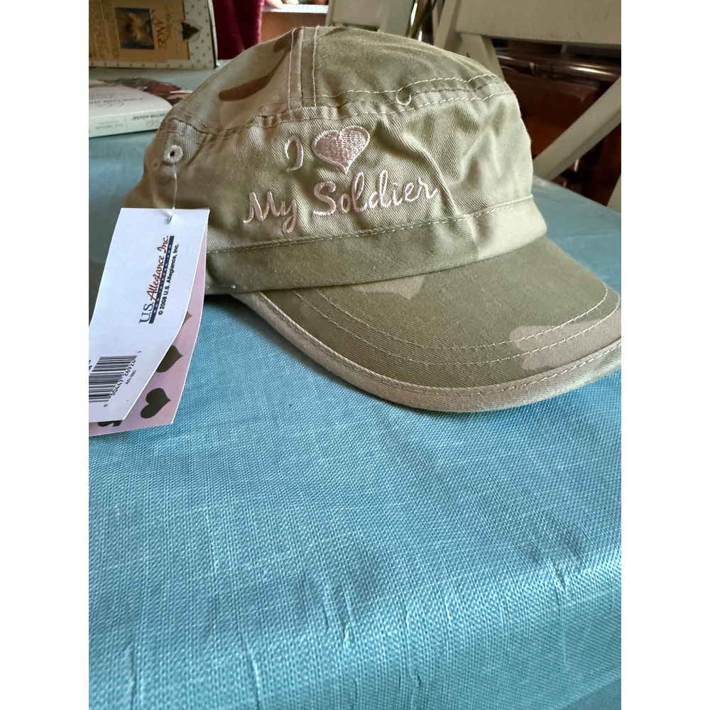 US Allegiance Womens Camo Cadet Hat I Heart My Soldier Pink Embroidery NWT